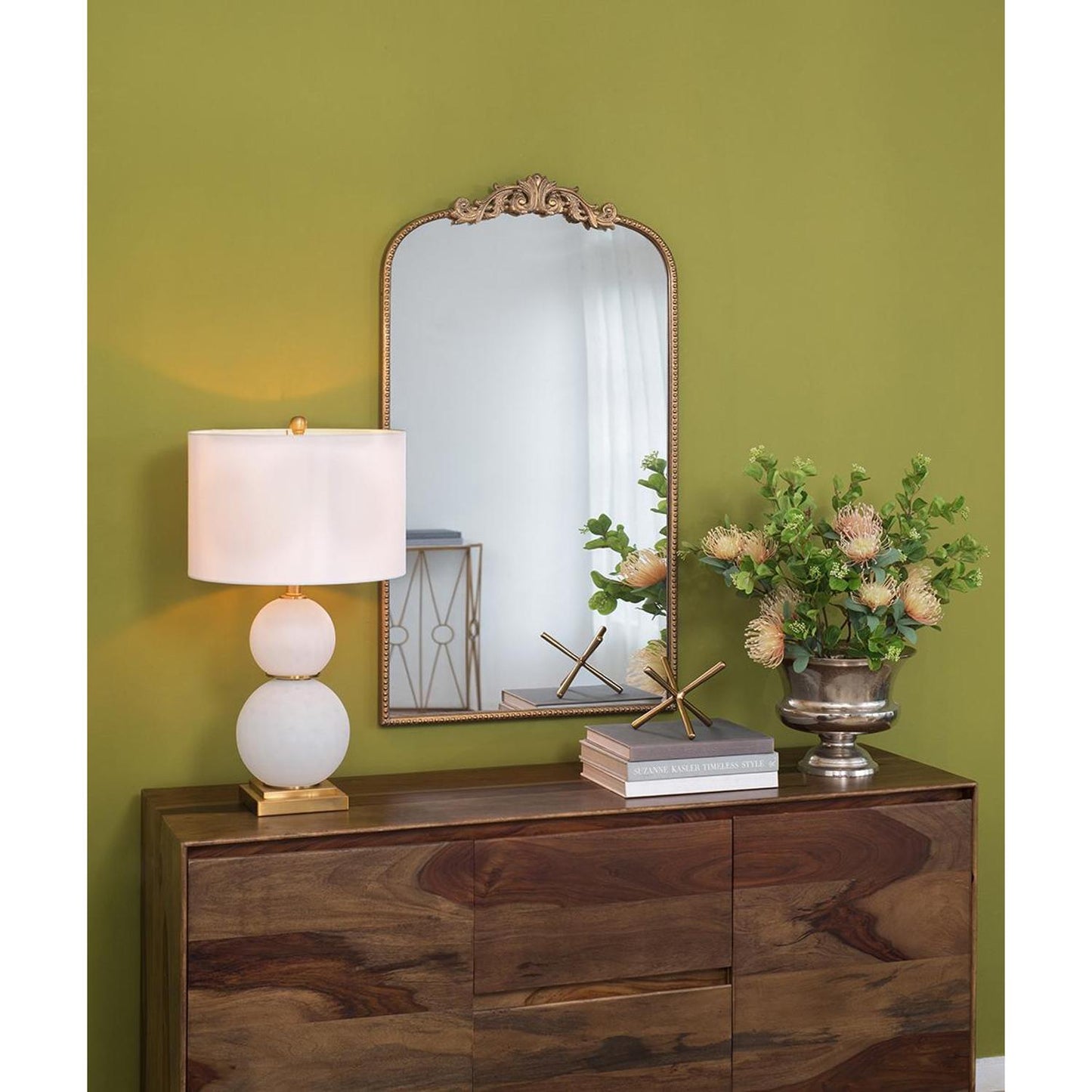 42" Gold Crowned Top Framed Accent Mirror