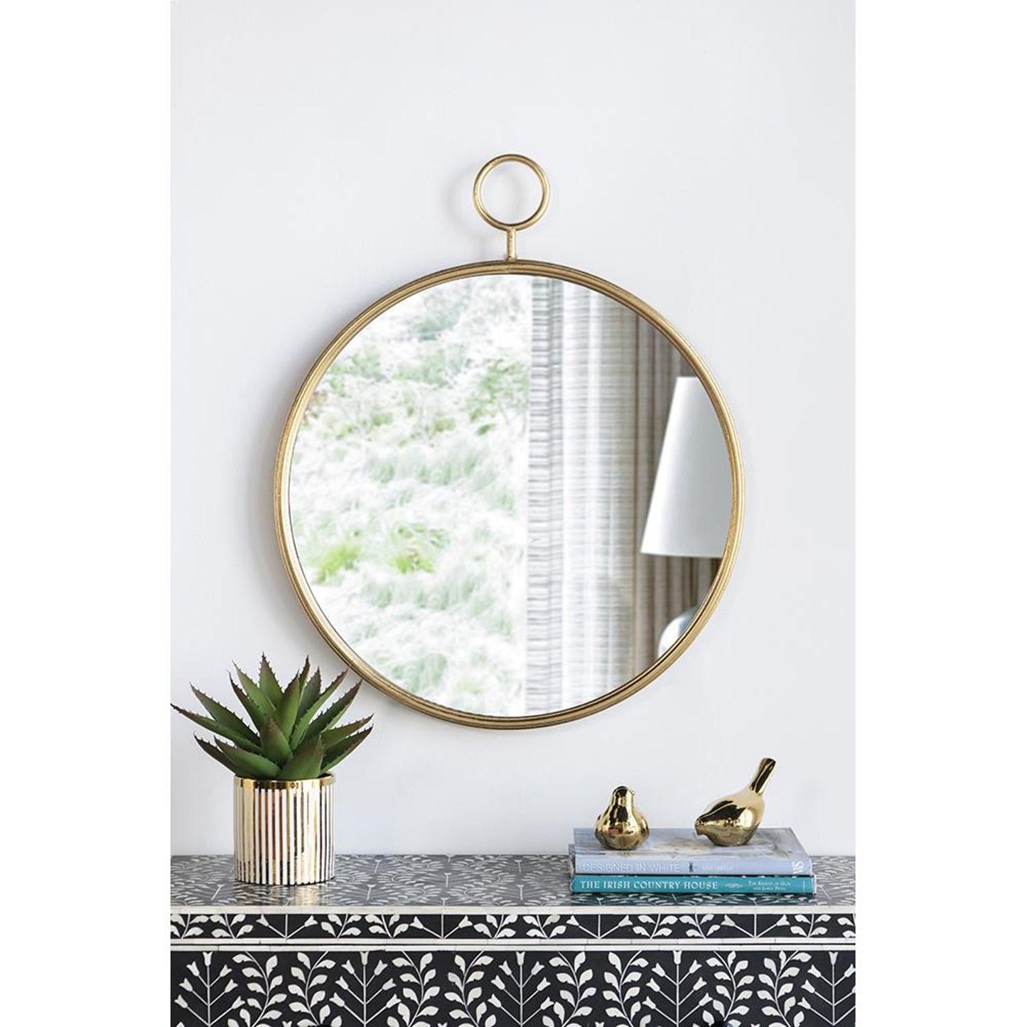 32" Gold Round Framed Accent Mirror