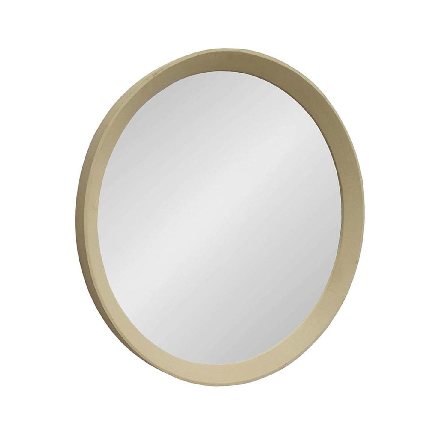 20" Cream Round Framed Accent Mirror