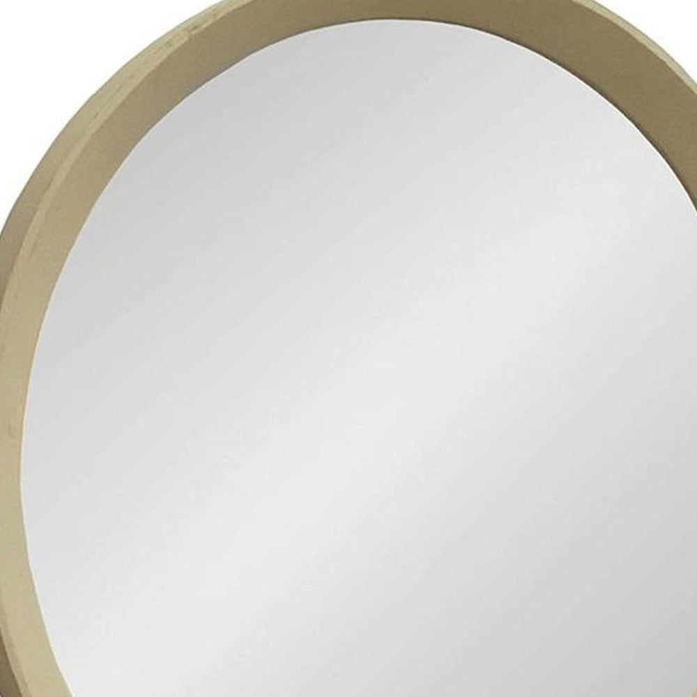 20" Cream Round Framed Accent Mirror