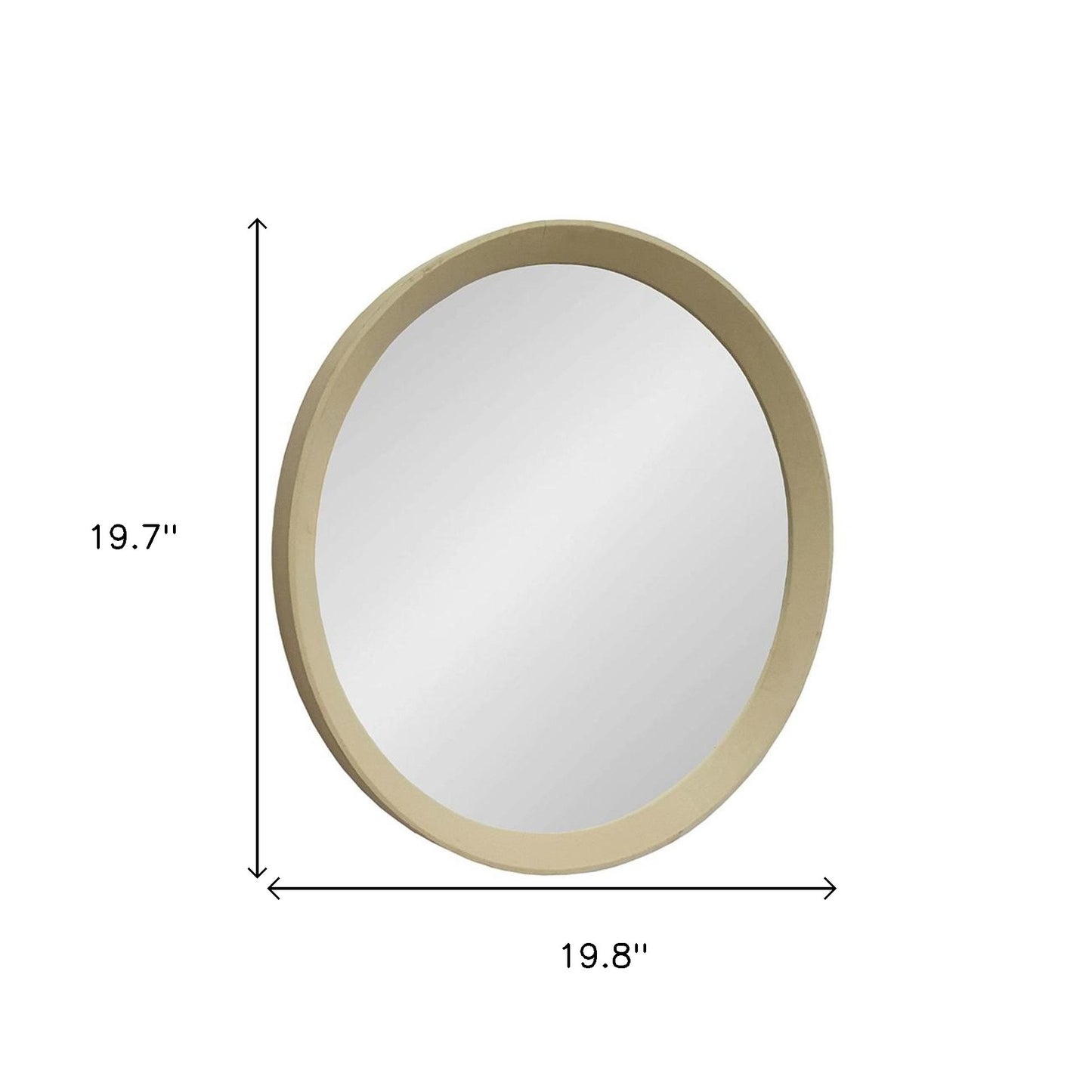 20" Cream Round Framed Accent Mirror