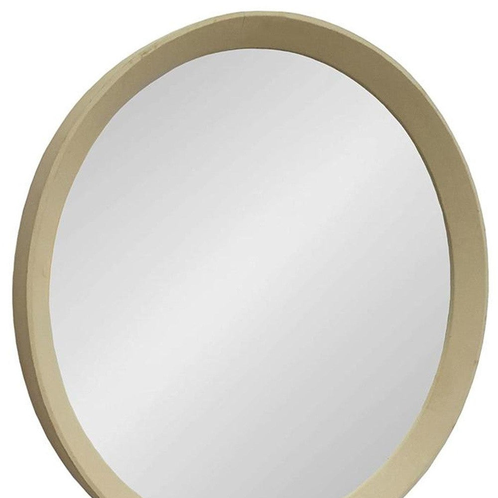 20" Cream Round Framed Accent Mirror