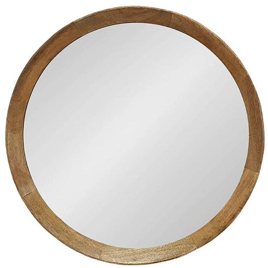 20" Natural Round Framed Accent Mirror