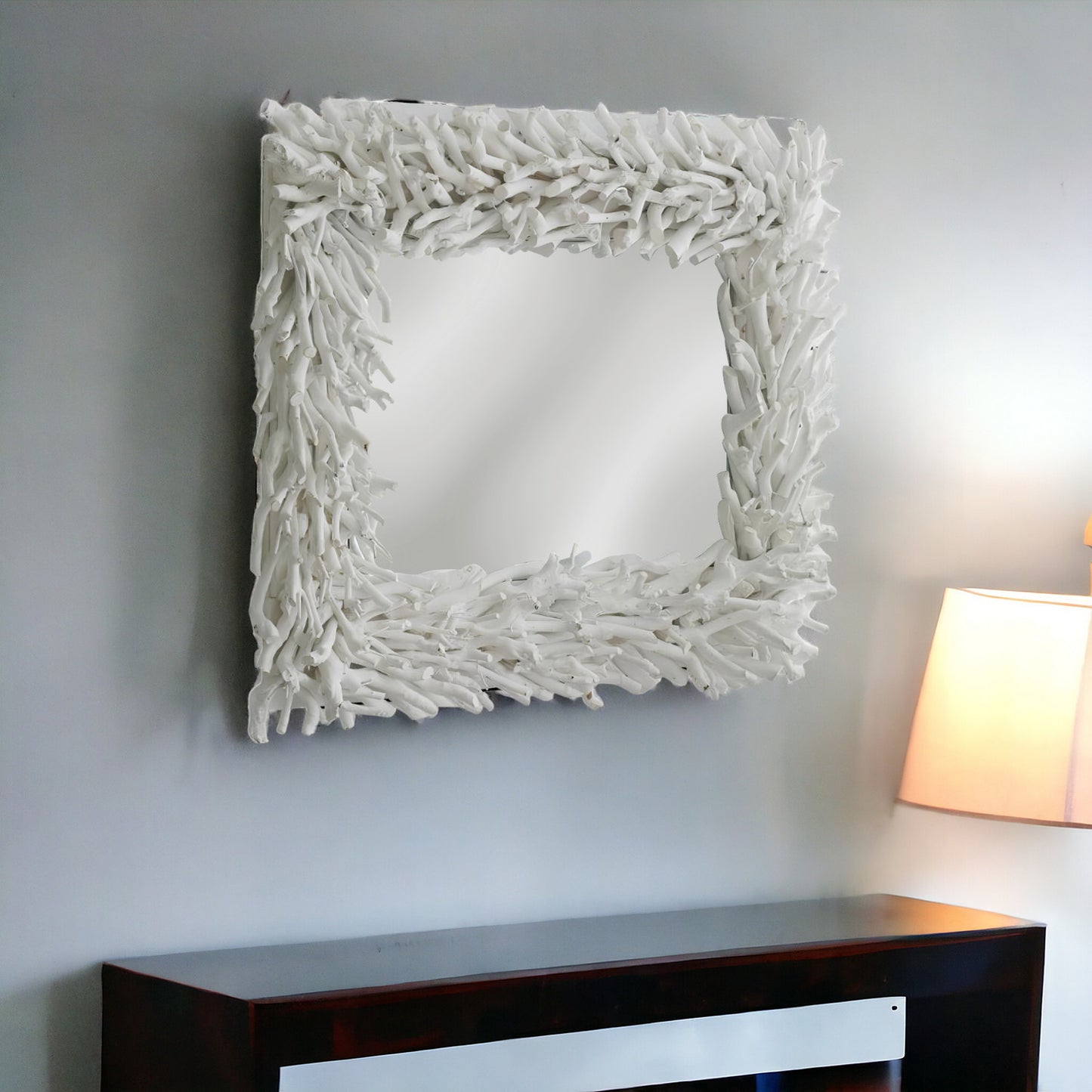 28" White Framed Accent Mirror