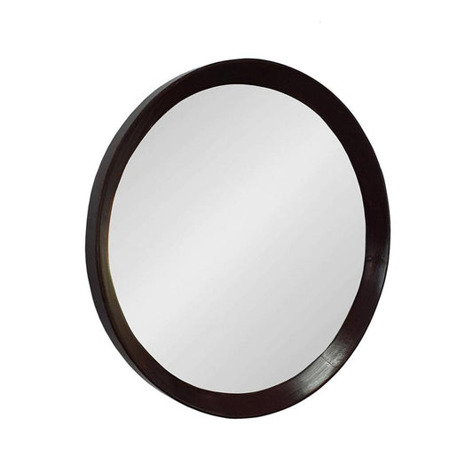 20" Dark Brown Round Framed Accent Mirror