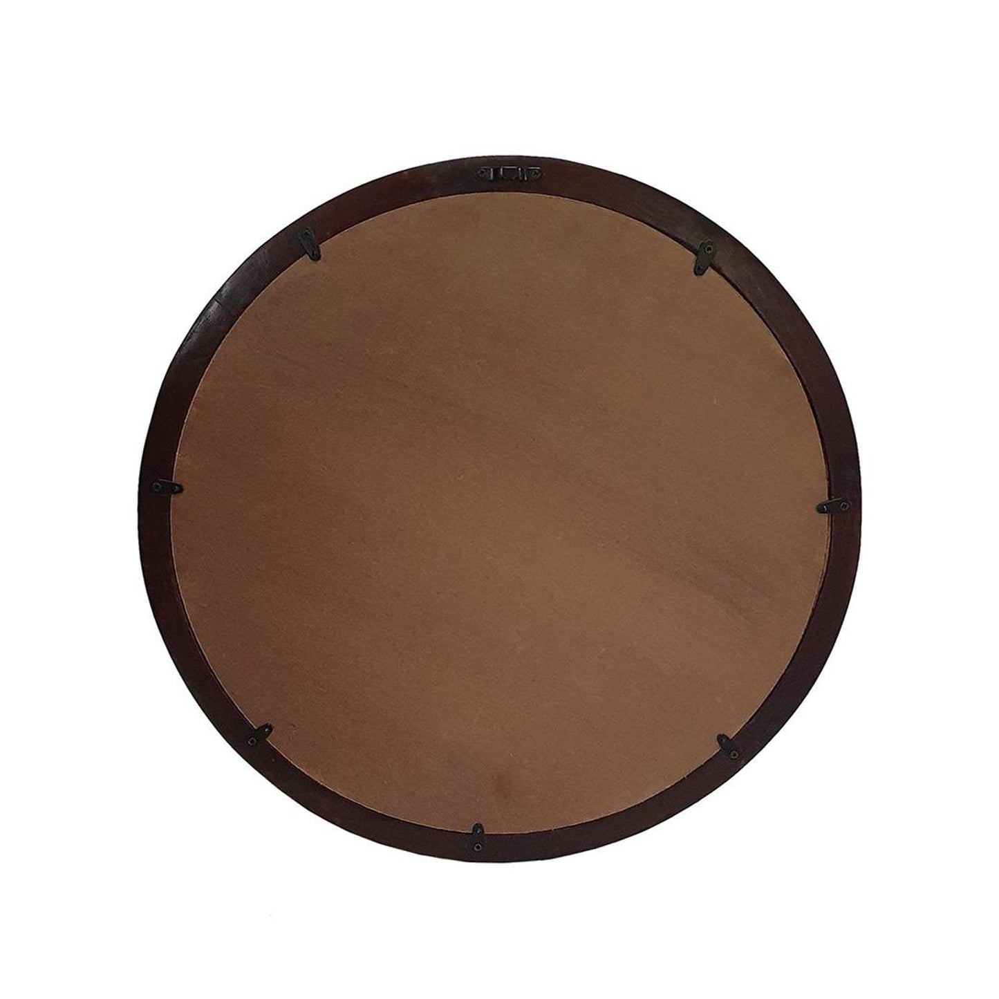 20" Dark Brown Round Framed Accent Mirror