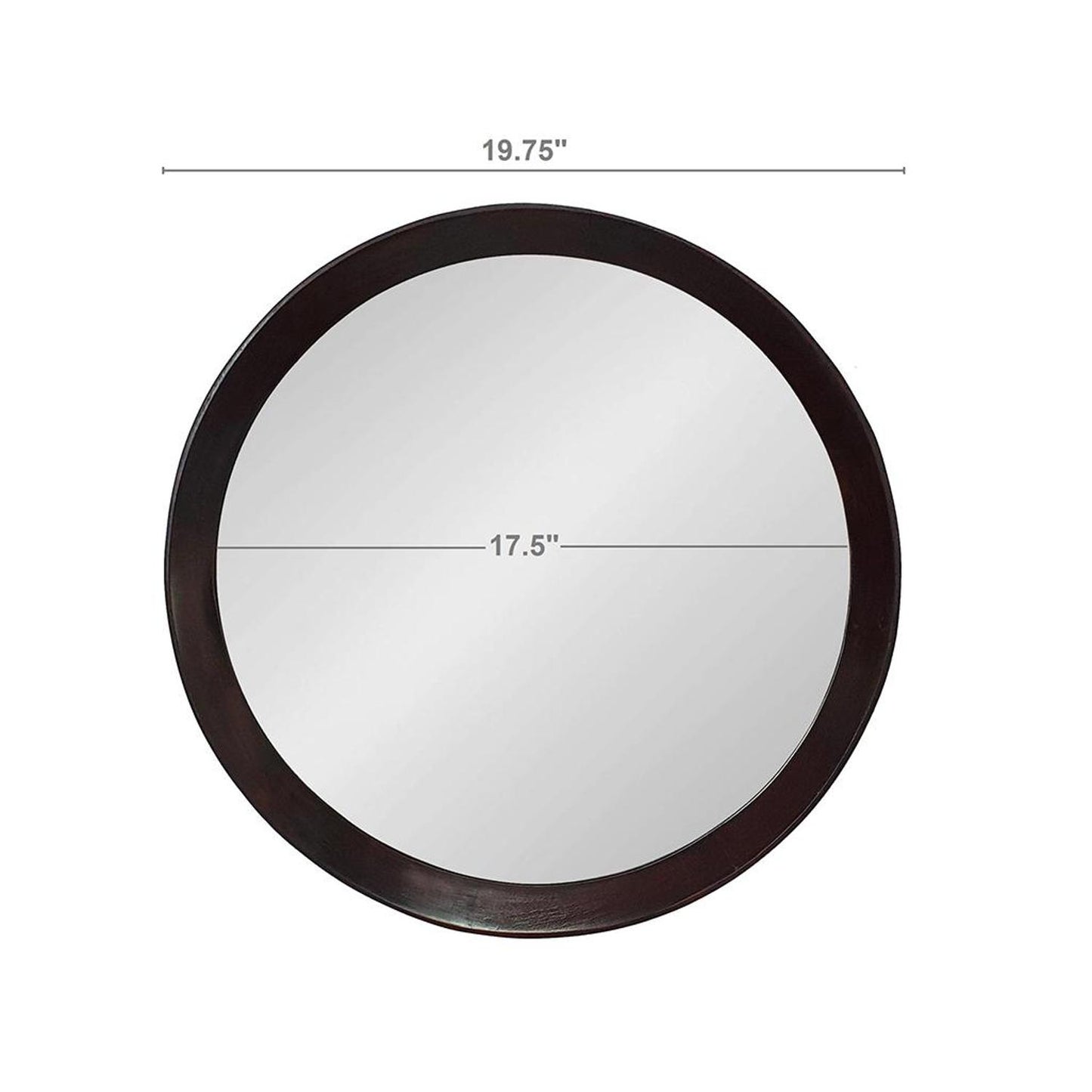 20" Dark Brown Round Framed Accent Mirror