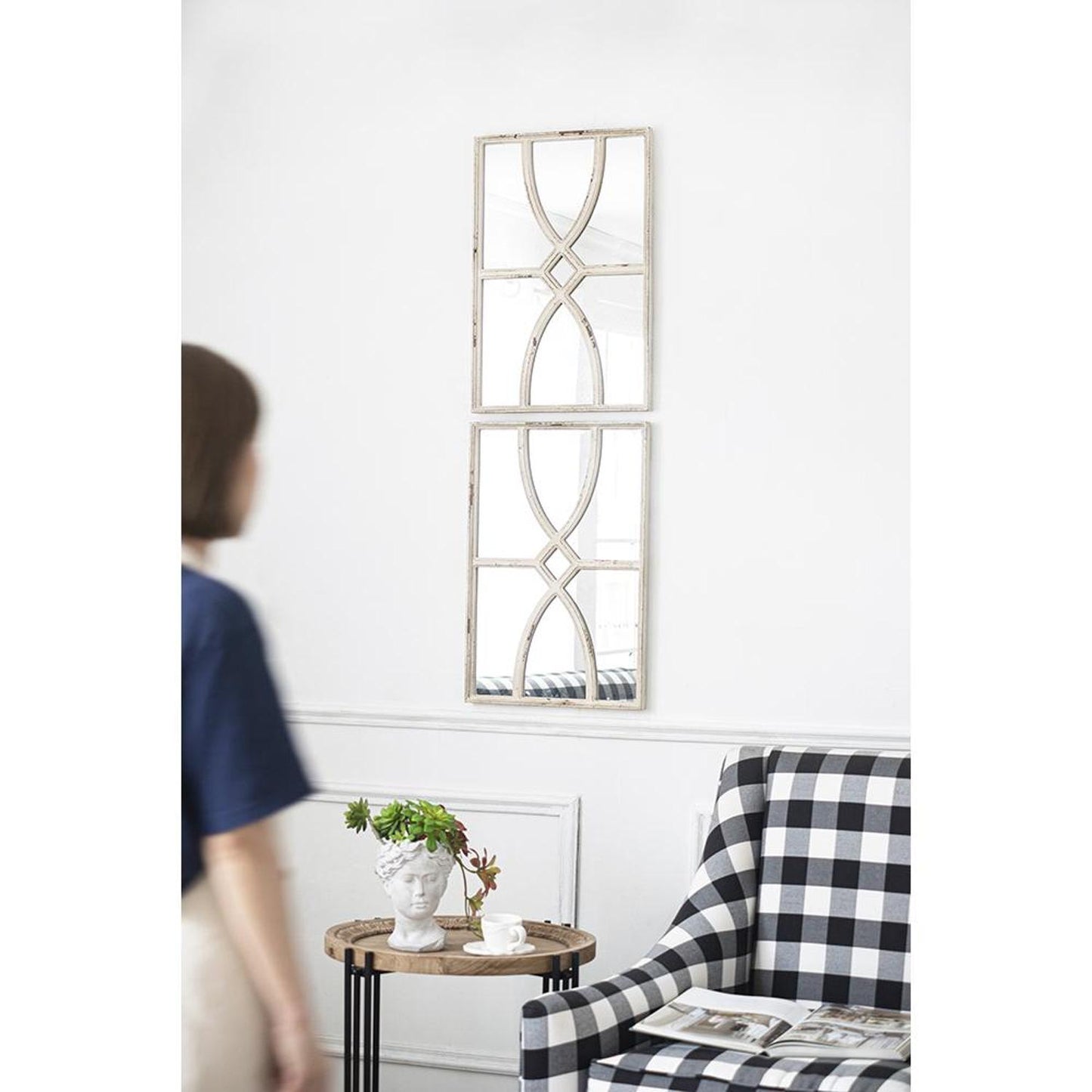 31" White Framed Accent Mirror