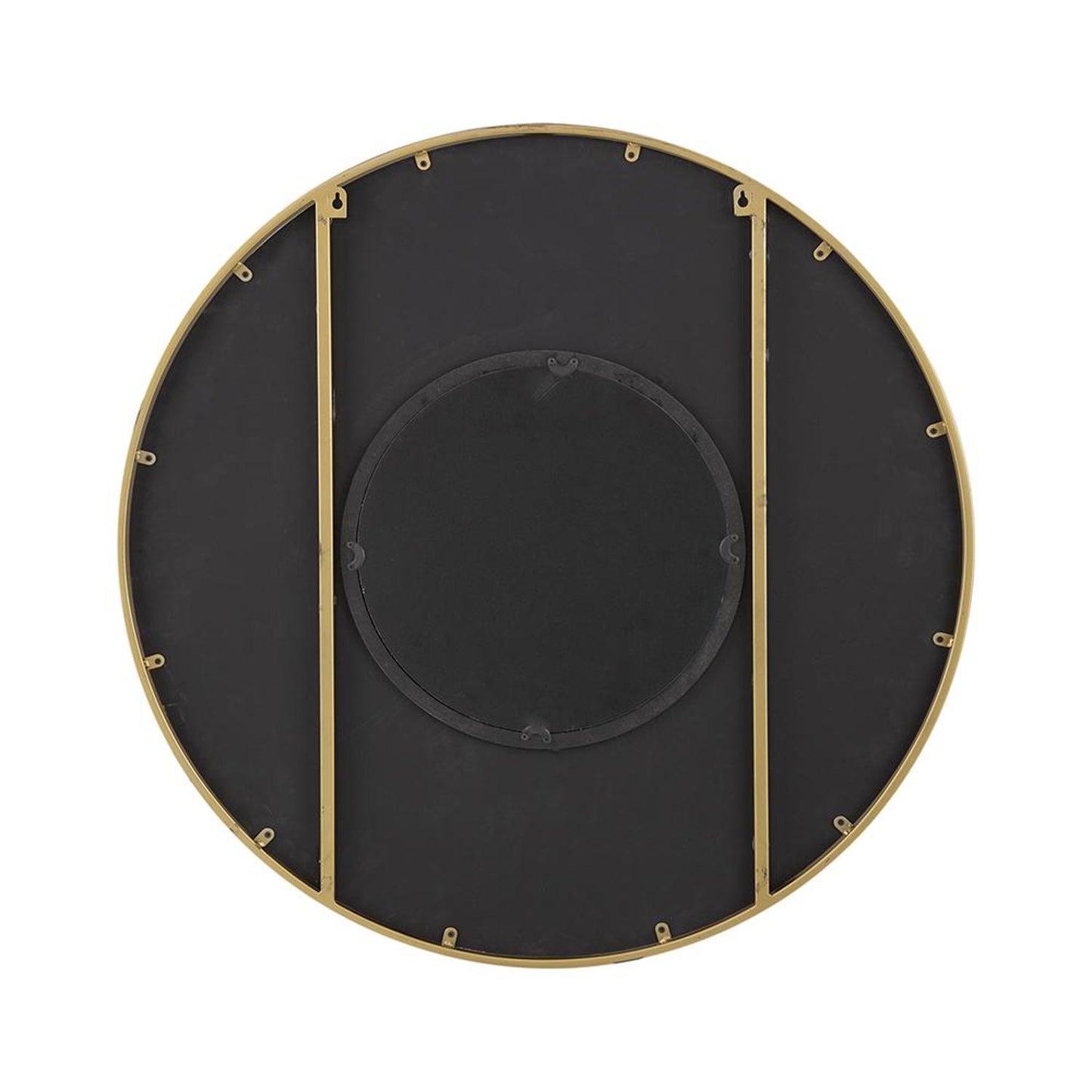 32" Gold and Black Round Framed Accent Mirror