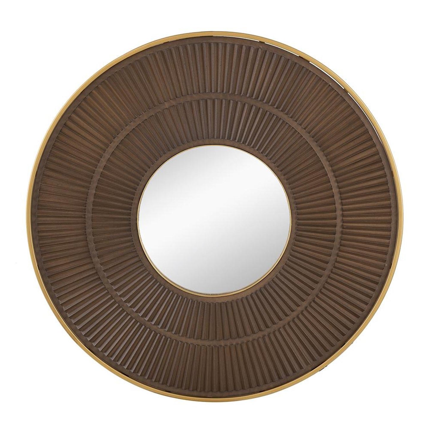 32" Gold and Black Round Framed Accent Mirror