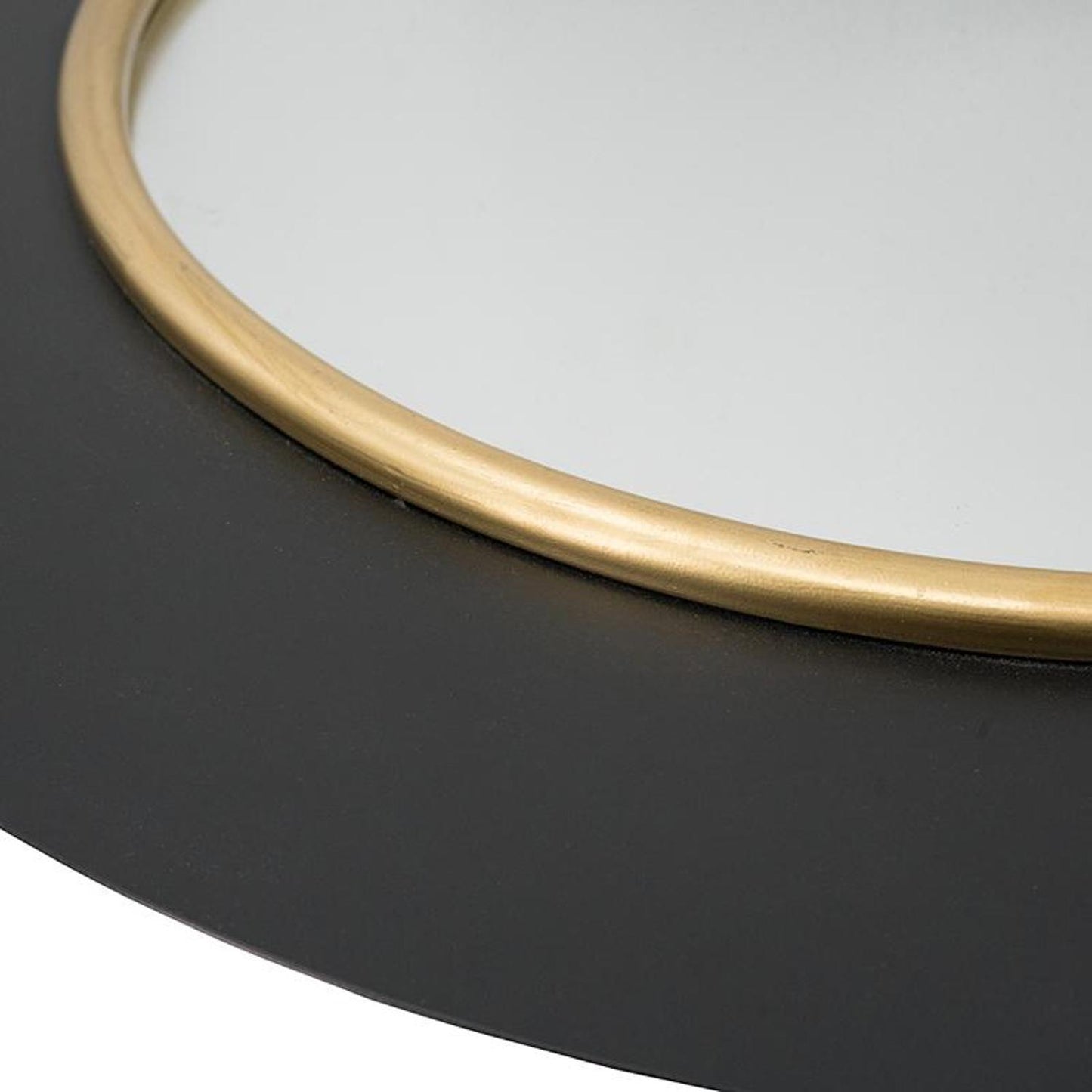 32" Black and Gold Lighted Round Framed Accent Mirror