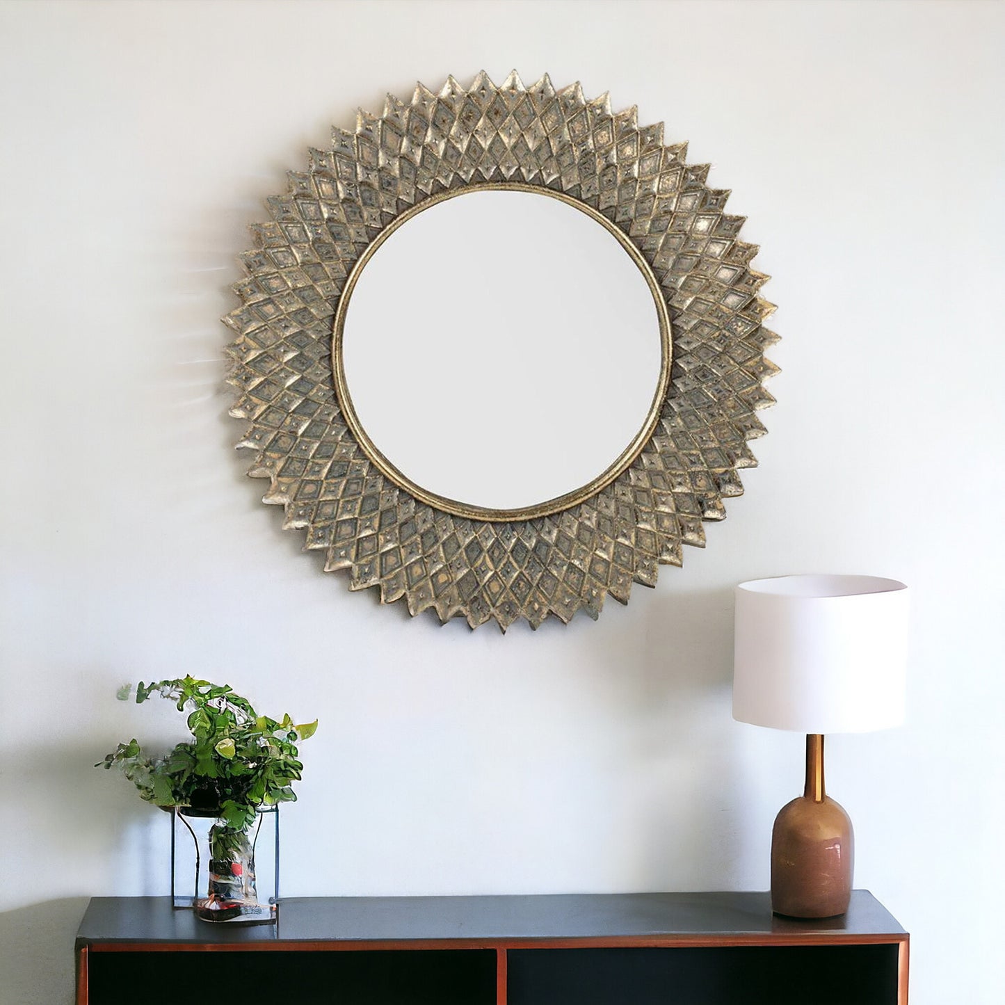 13" Gold Sunburst Framed Accent Mirror