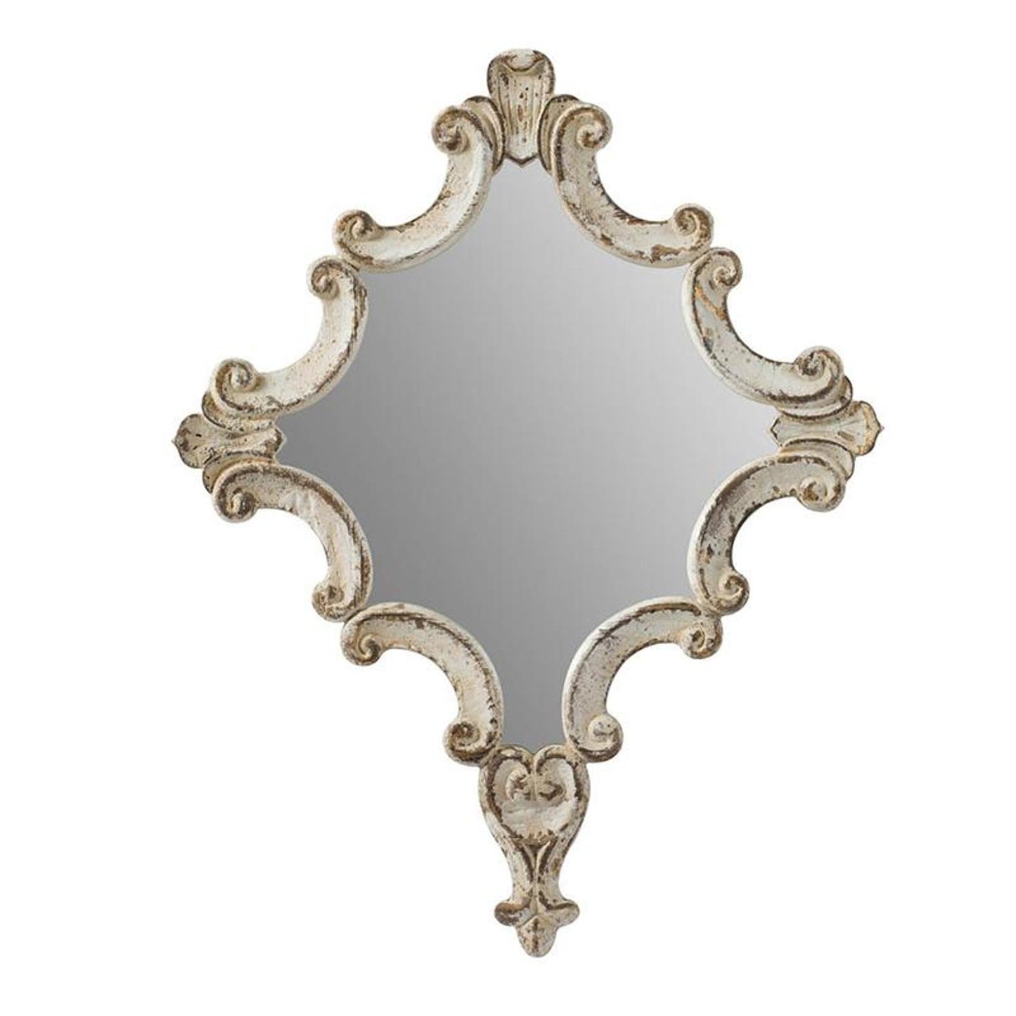 30" White Abstract Framed Accent Mirror