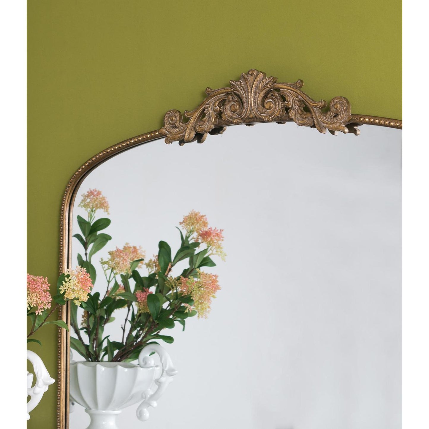 31" Gold Crowned Top Framed Accent Mirror