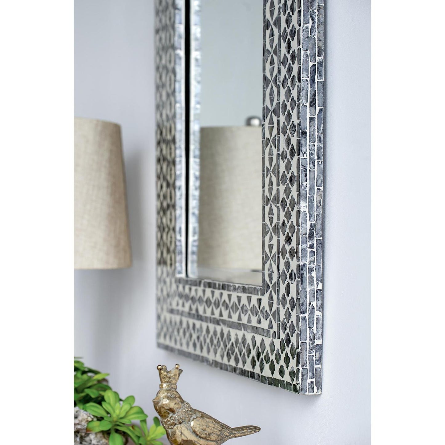 36" Black and White Framed Accent Mirror