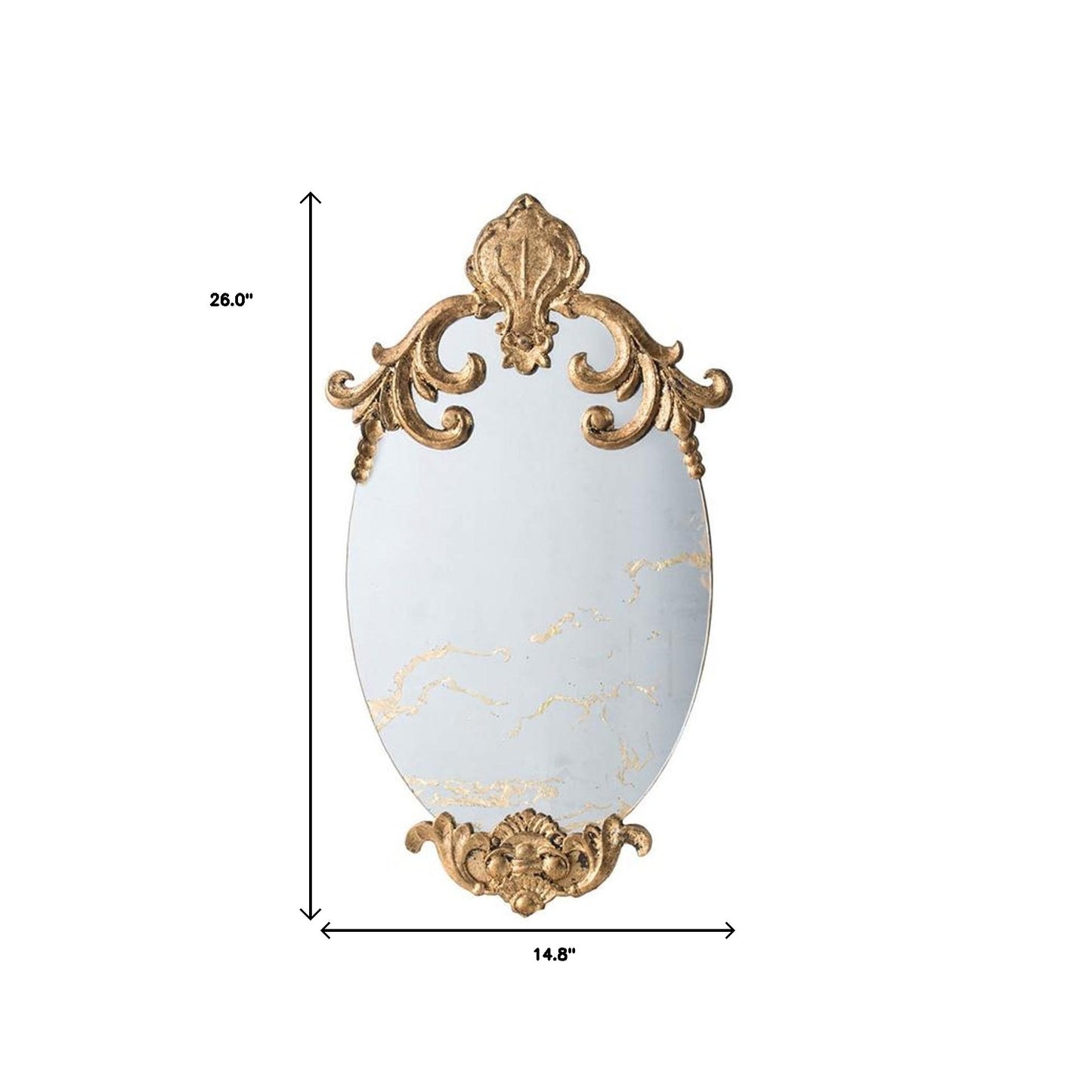 26" Gold Crowned Top Framed Accent Mirror