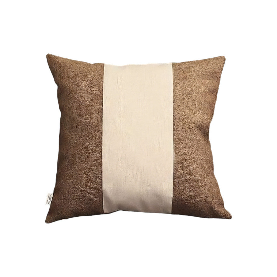 Set Of Two 18" X 18" Brown And Grey Polyester Geometric Zippered Pillow