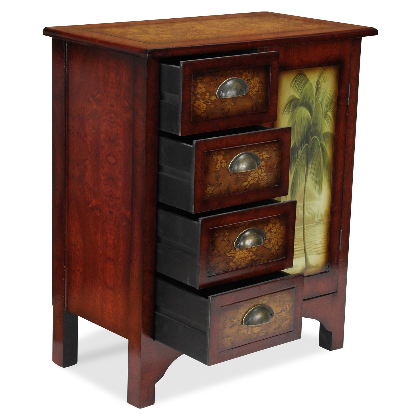 Golden Palm Tree Accent Cabinet