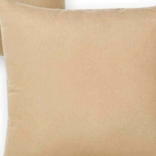 Set Of Two 22" X 22" Beige Polyester Zippered Pillow Cover