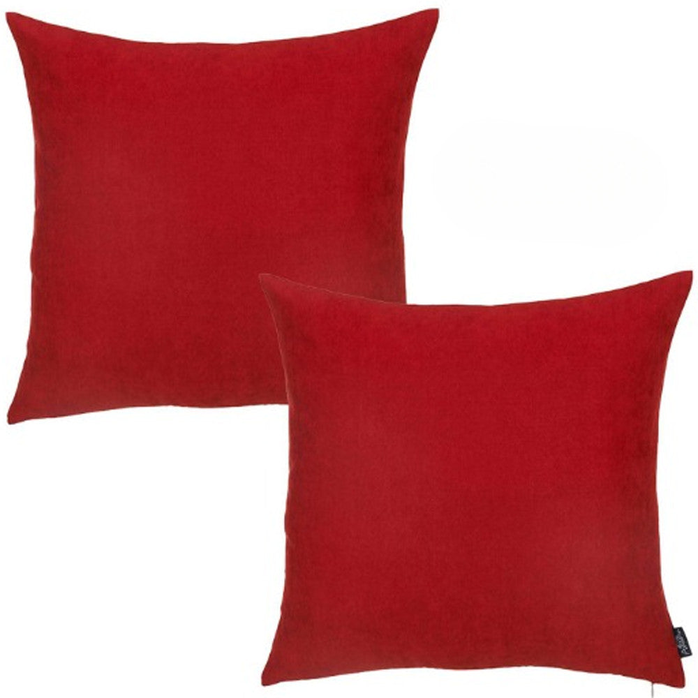 Set Of Two 26" X 26" Red Polyester Zippered Pillow Cover