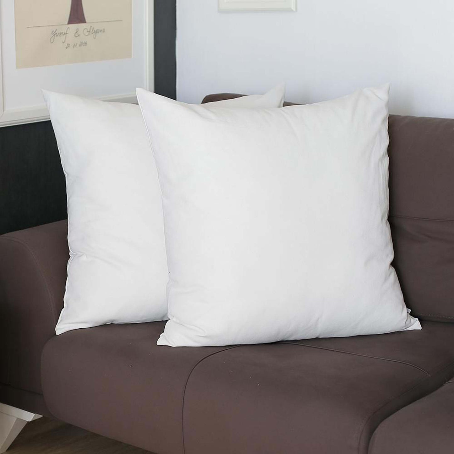 Set Of Two 22" X 22" White Polyester Zippered Pillow Cover