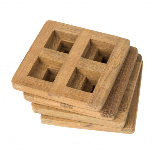 set of four 3.00 " Square Wood Coaster