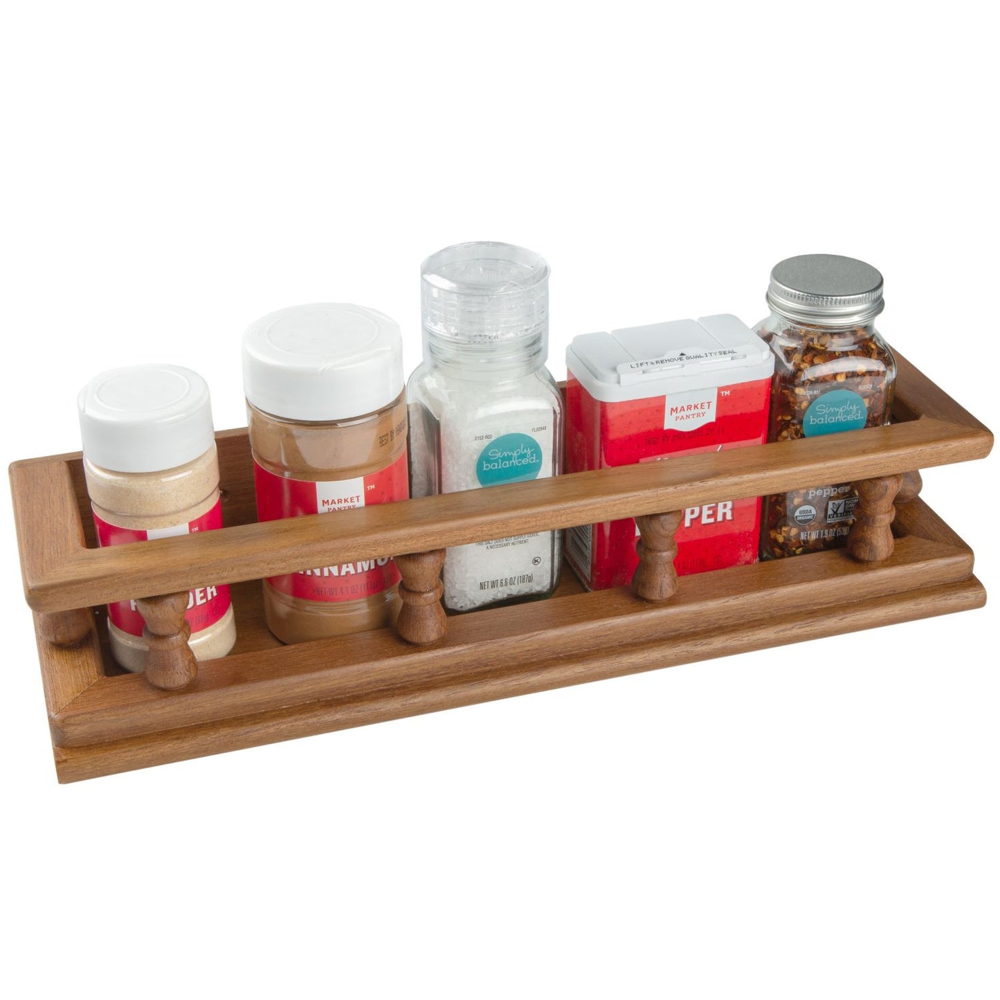 Wall Mounted 14.00 " Wood Spice Rack