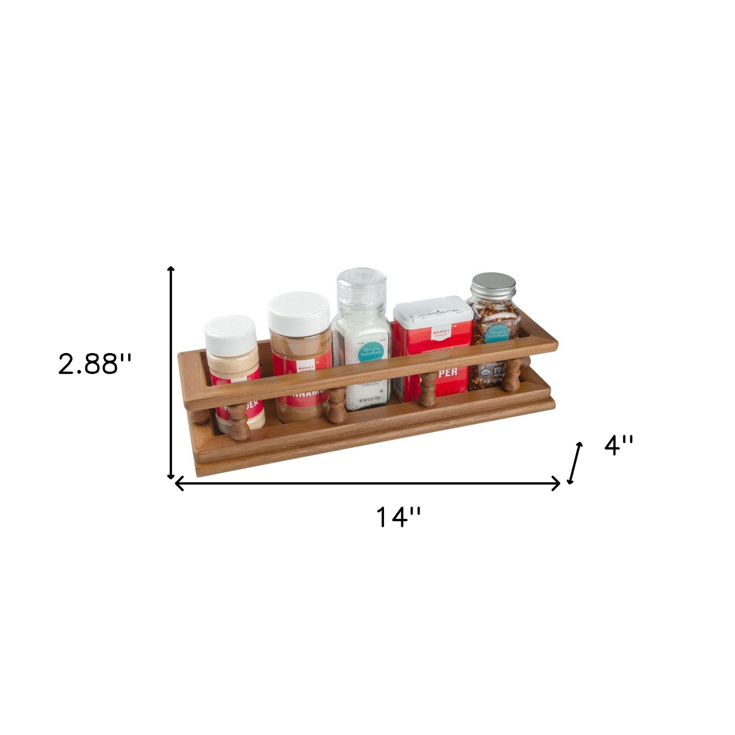 Wall Mounted 14.00 " Wood Spice Rack