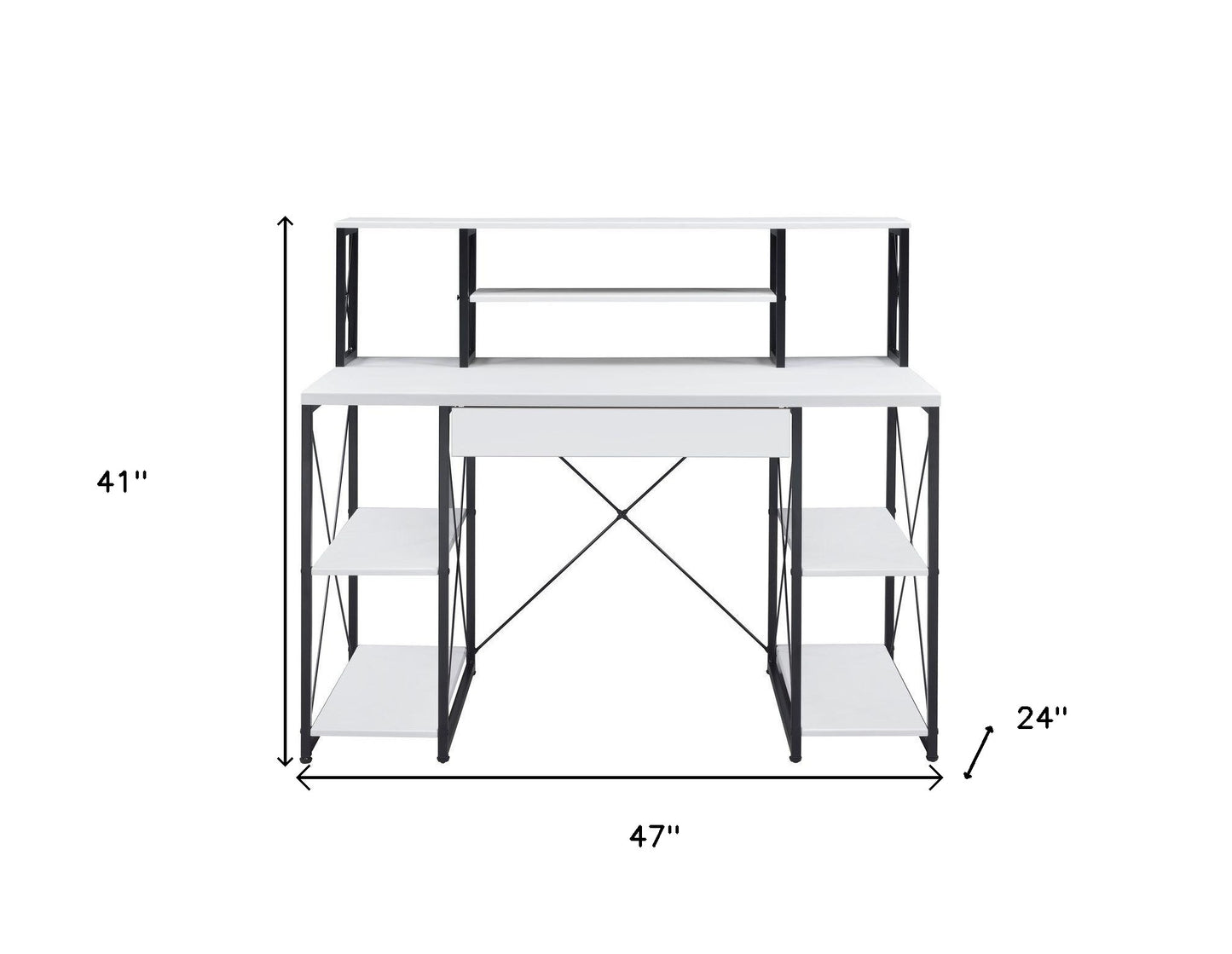 47" White and Black Computer Desk