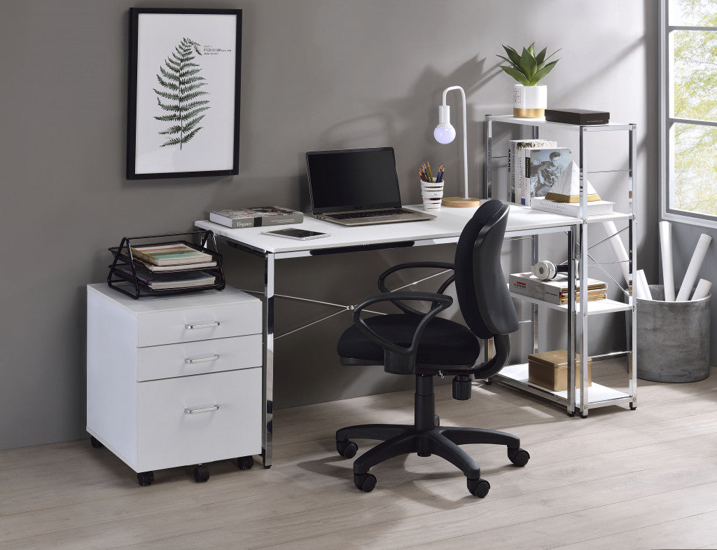 47" White and Silver Writing Desk