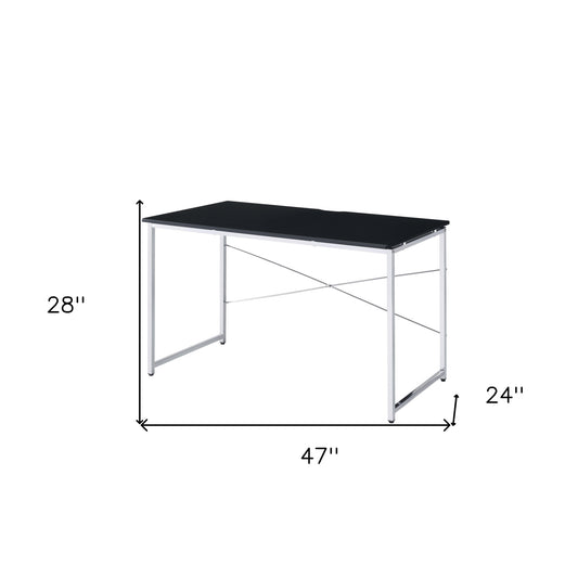 47" Black and Silver Writing Desk