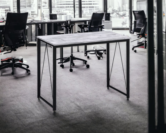 35" Antiqued White and Black Writing Desk