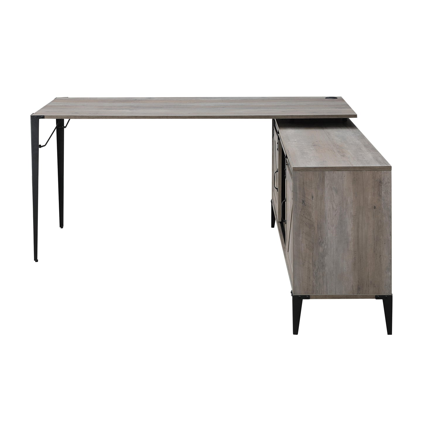 65" Gray and Black L Shape Writing Desk