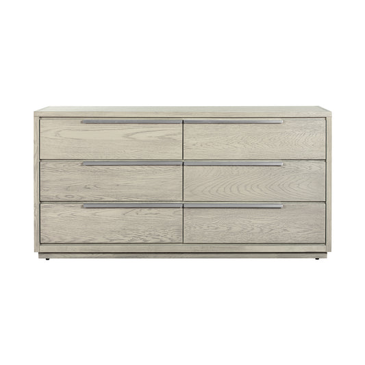 63" Gray Solid Wood Six Drawer Double Dresser