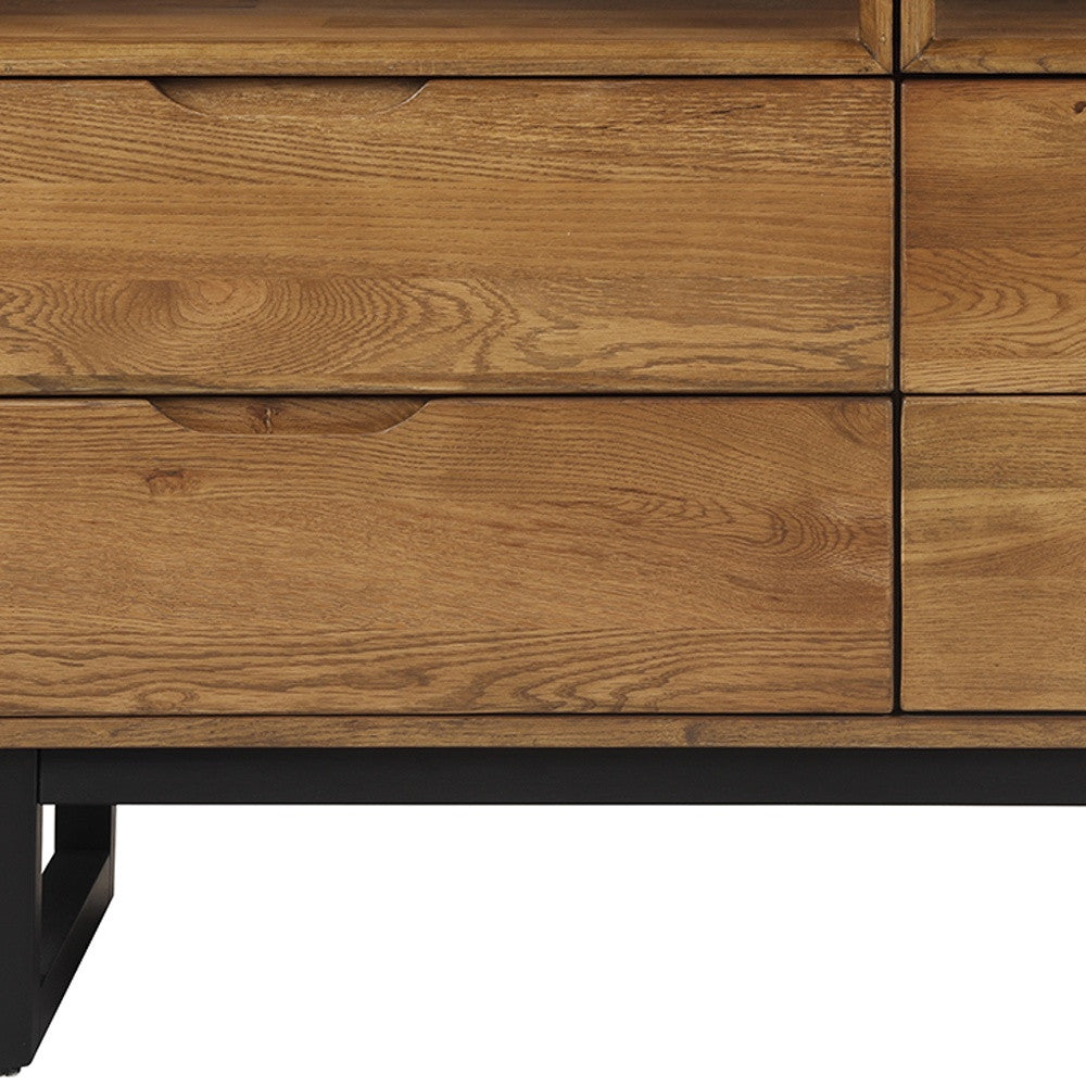 59" Brown Solid Wood Four Drawer Double Dresser