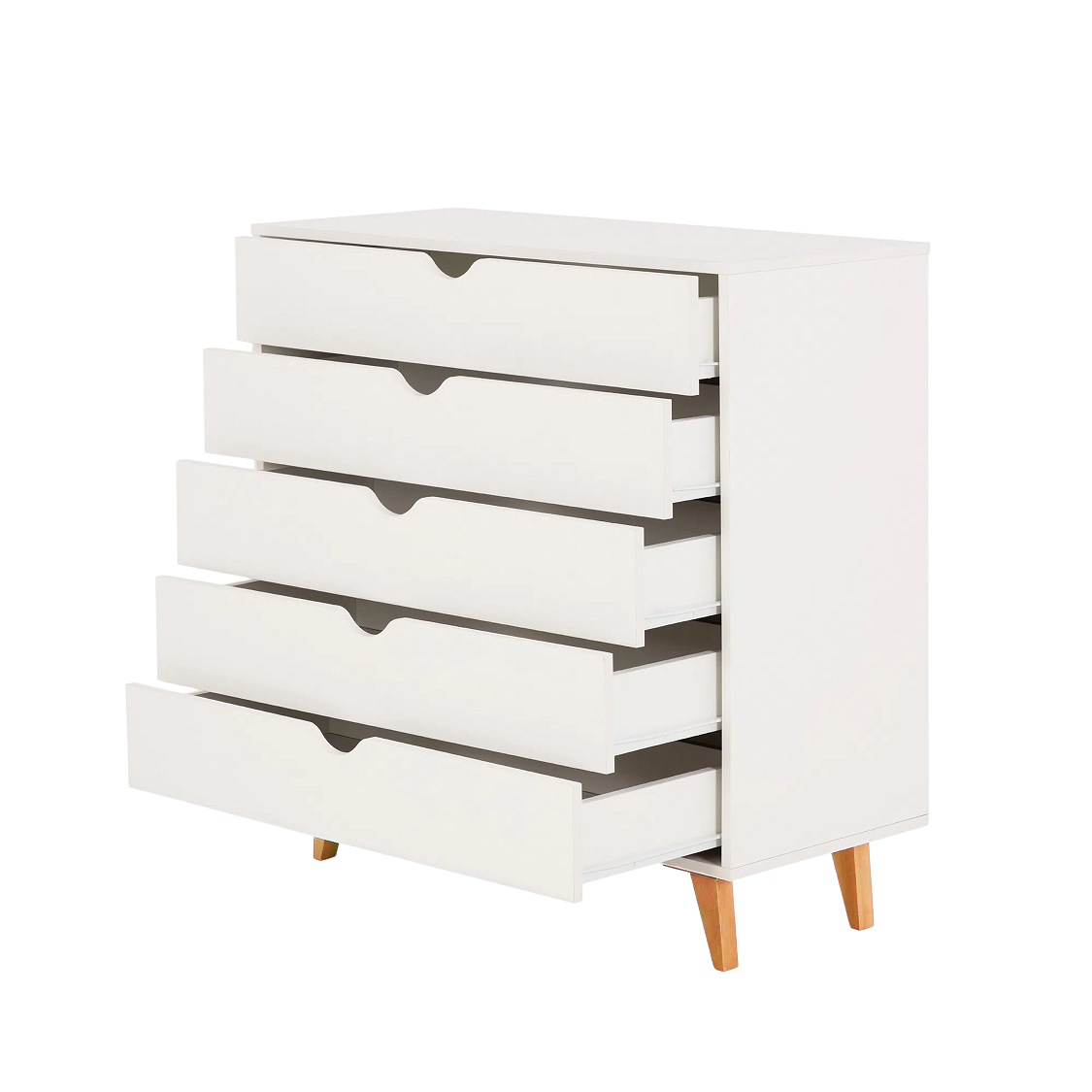 36" White Five Drawer Dresser