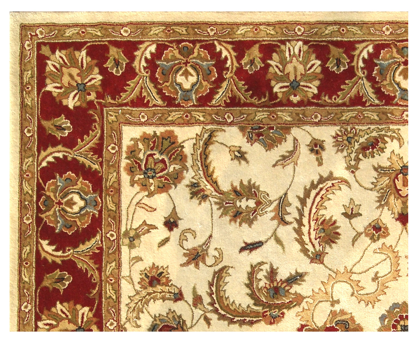 8' x 11' Ivory and Red Oriental Hand Tufted Non Skid Area Rug