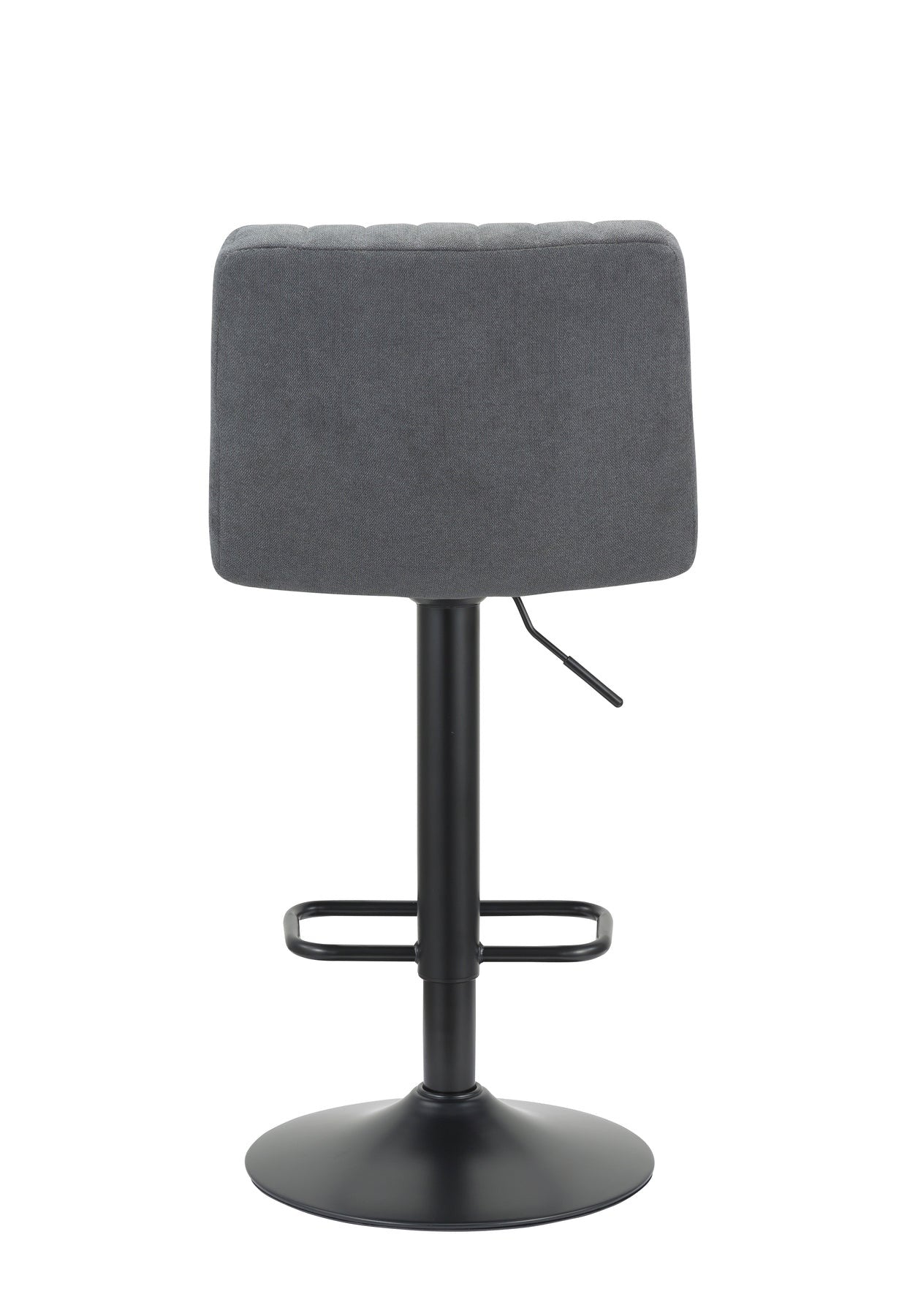 Set of Two Gray And Black Fabric And Metal Low Back Adjustable Height Bar Chairs