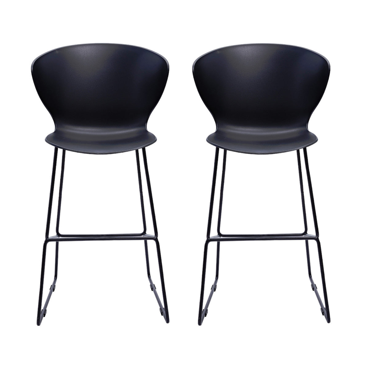 Set of Two 26" Black Low Back Counter Height Bar Chairs