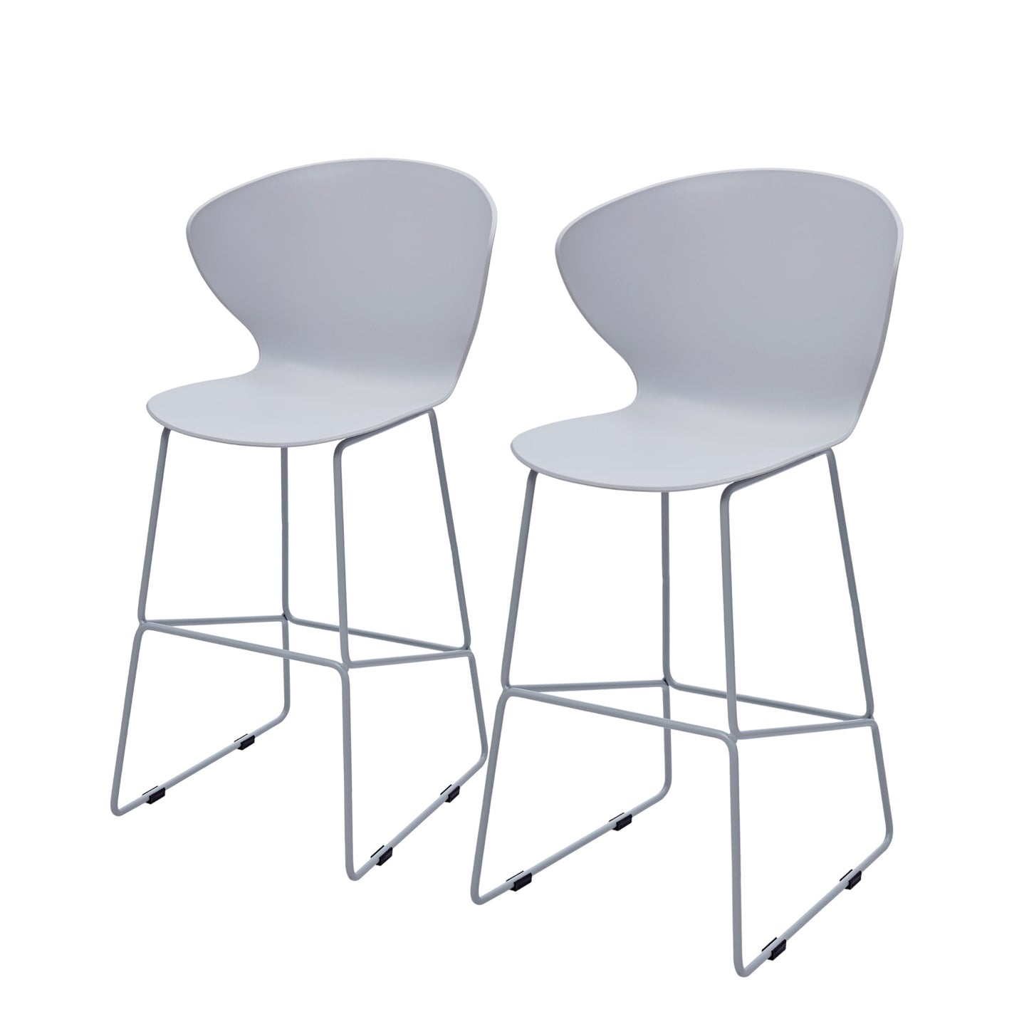 Set of Two 26" Gray Low Back Counter Height Bar Chairs