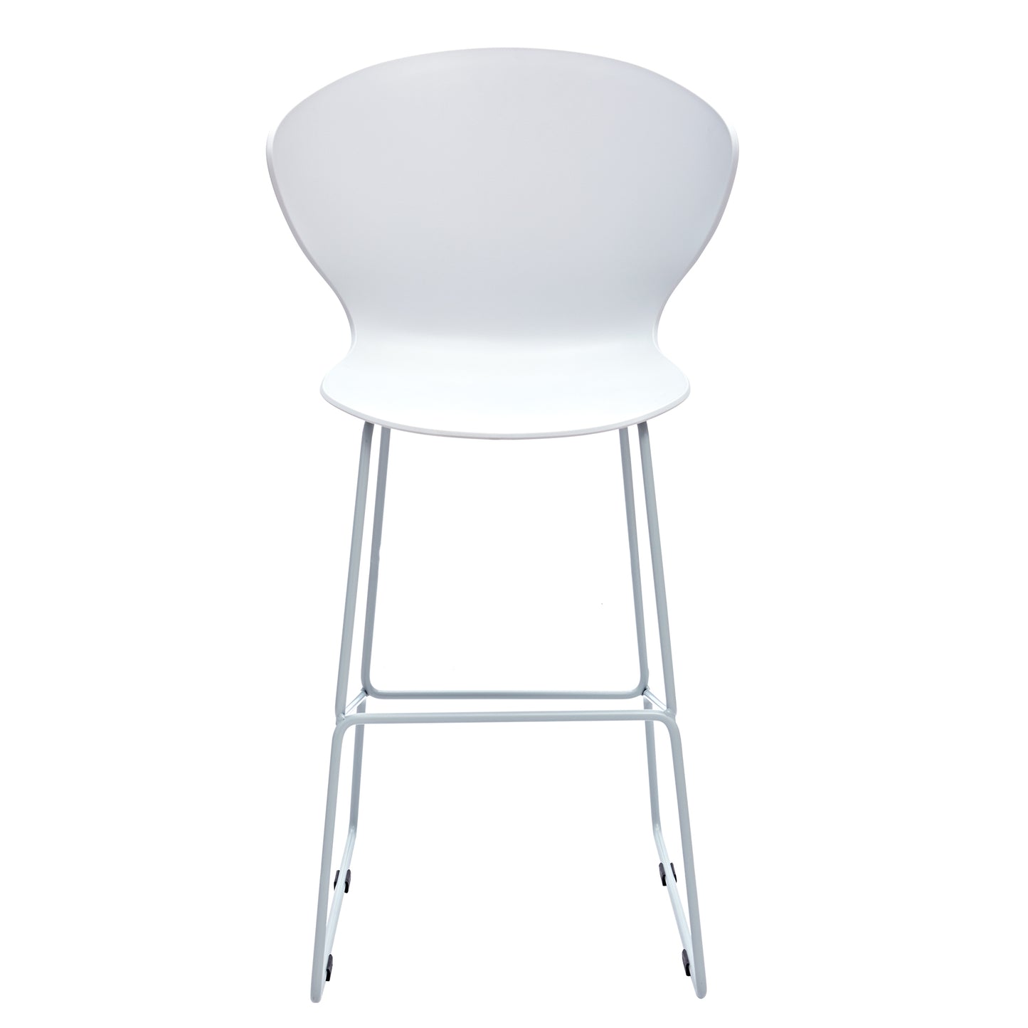 Set of Two 26" White And Silver Heavy Duty Plastic And Metal Low Back Counter Height Bar Chairs