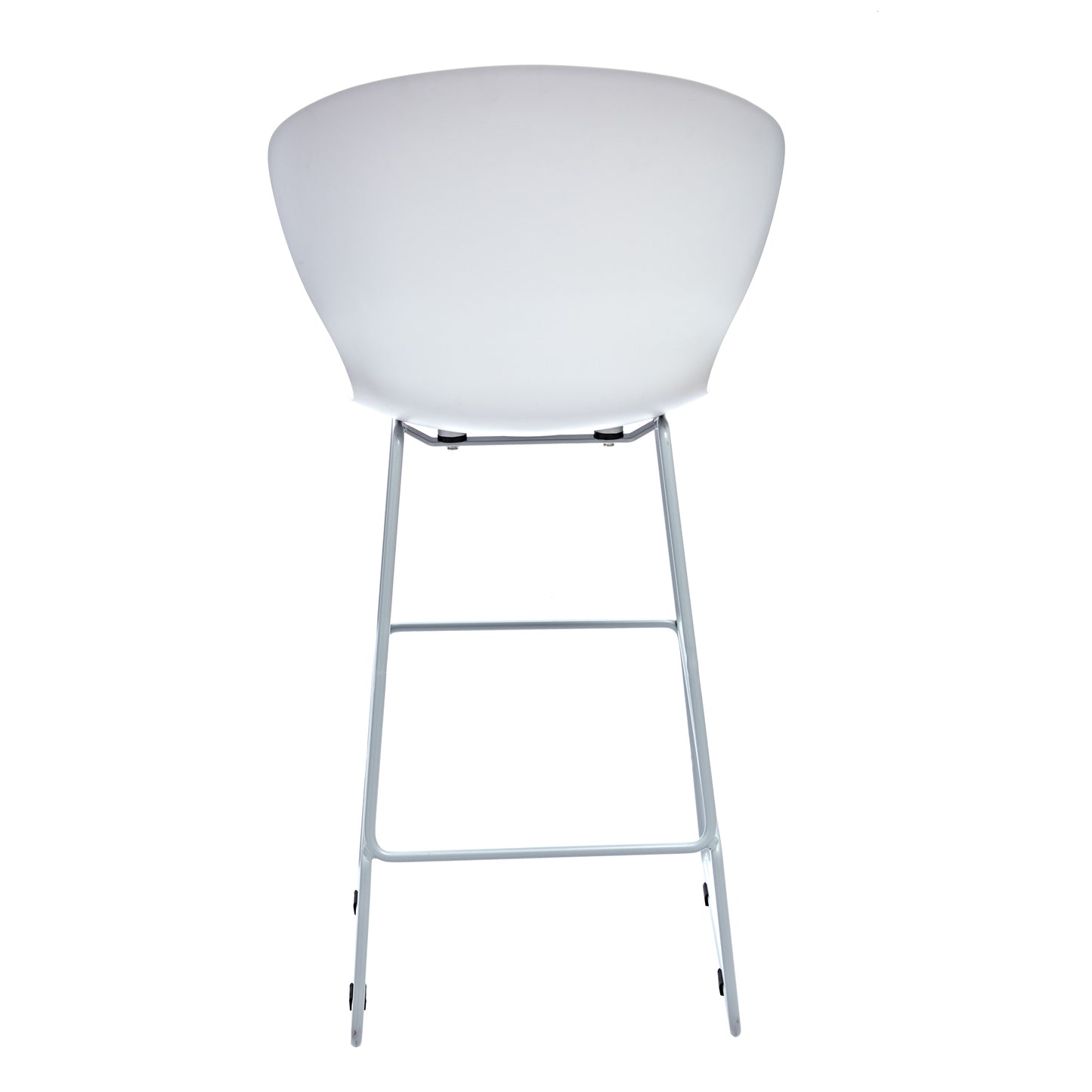 Set of Two 26" White And Silver Heavy Duty Plastic And Metal Low Back Counter Height Bar Chairs