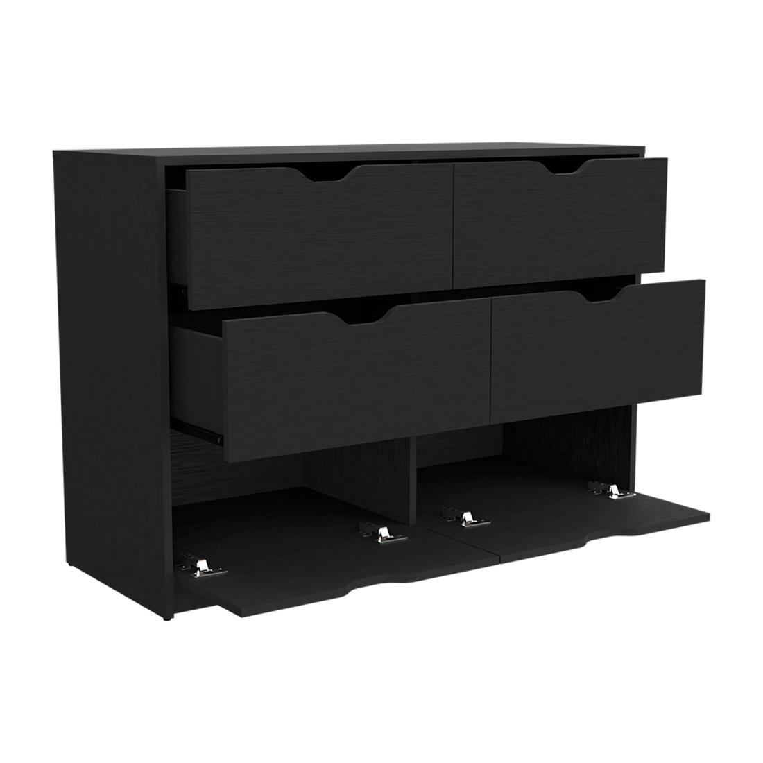 42" Black Four Drawer Dresser