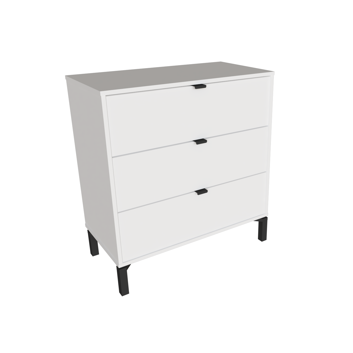 30" White Three Drawer Dresser