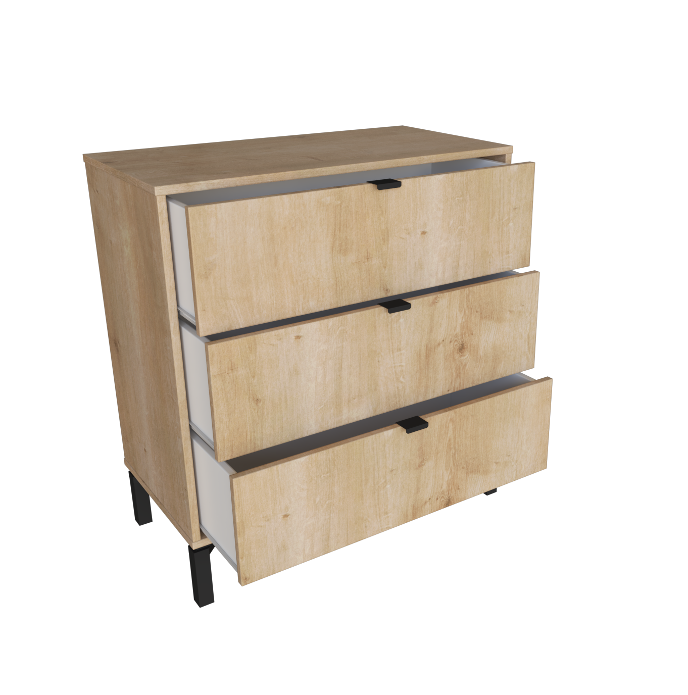 30" Natural Three Drawer Dresser