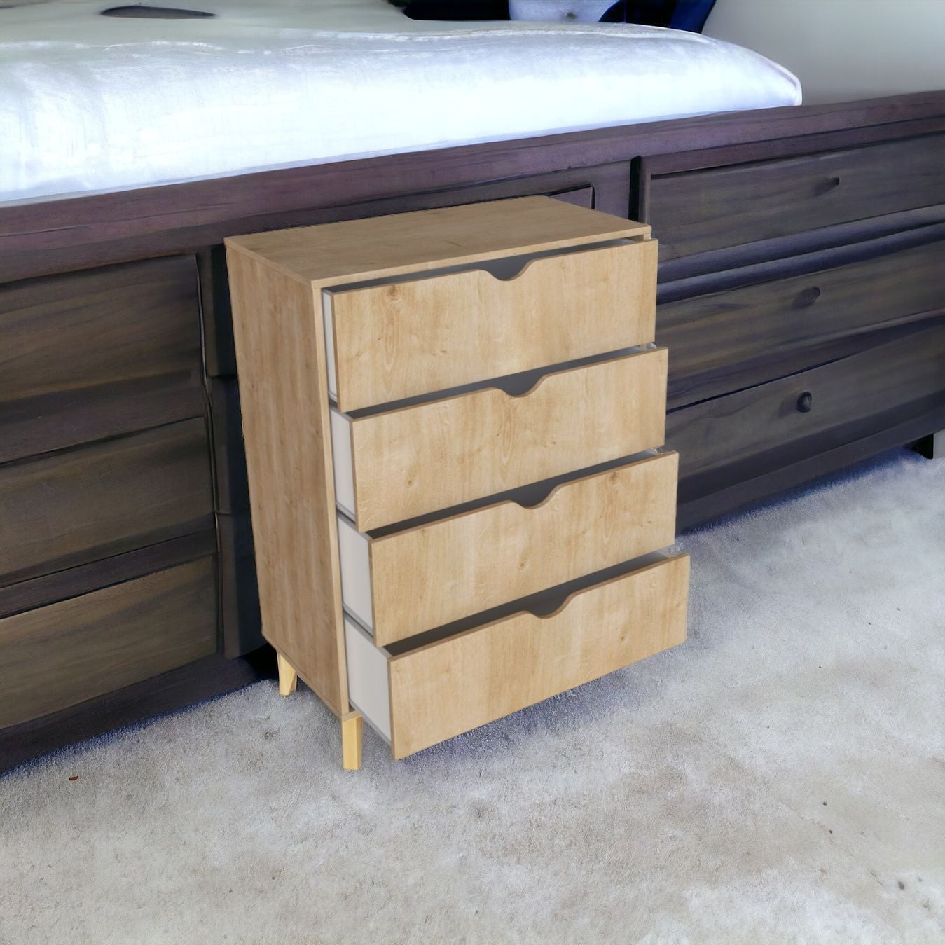 30" Natural Four Drawer Standard Chest