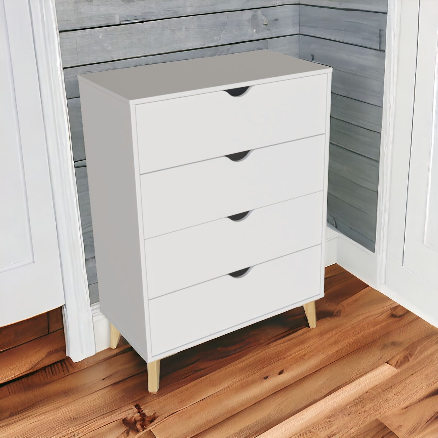 30" White Four Drawer Standard Chest