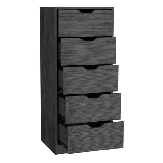 18" Dark Gray Five Drawer Standard Chest