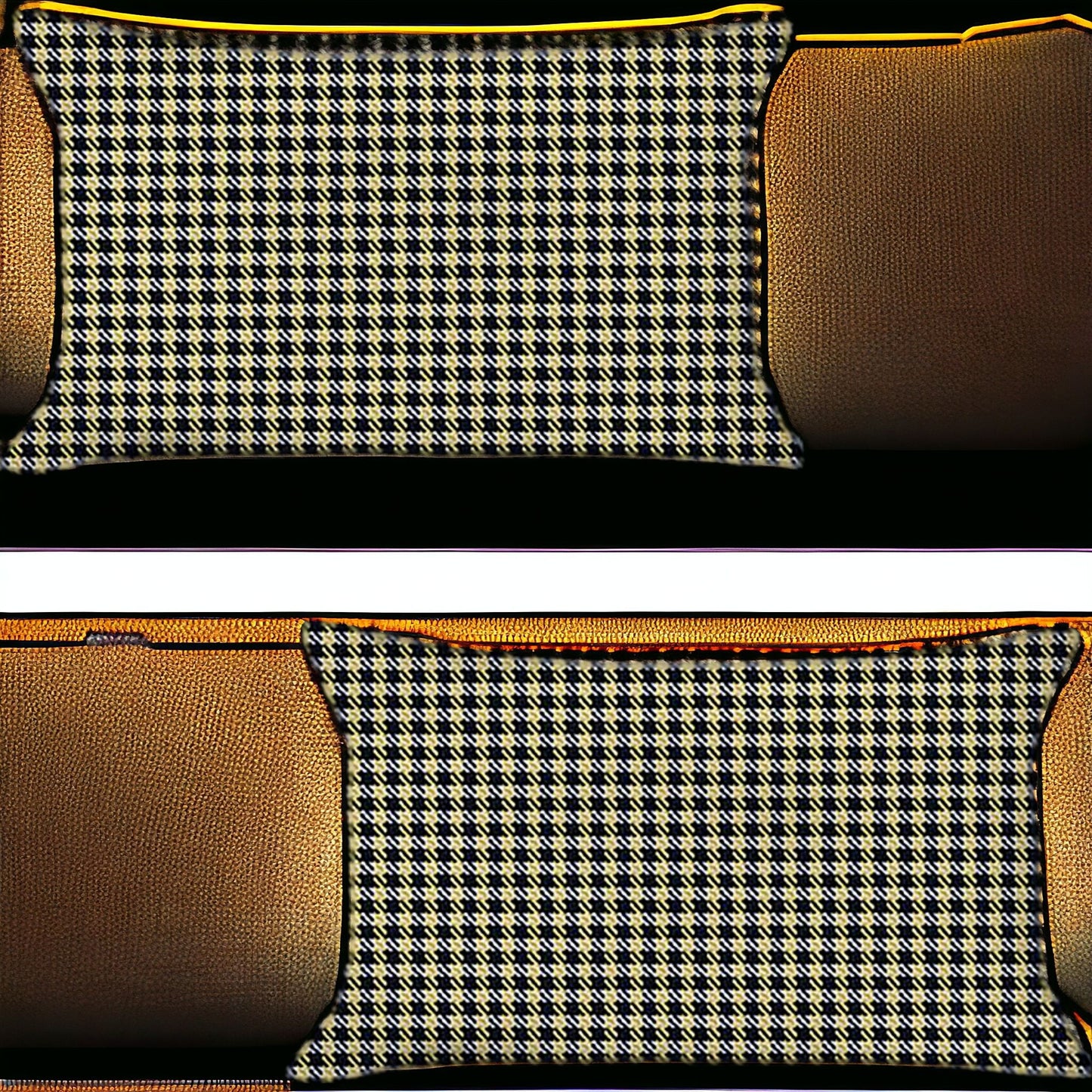 Set Of Two 20" X 12" Yellow Polyester Houndstooth Zippered Pillow