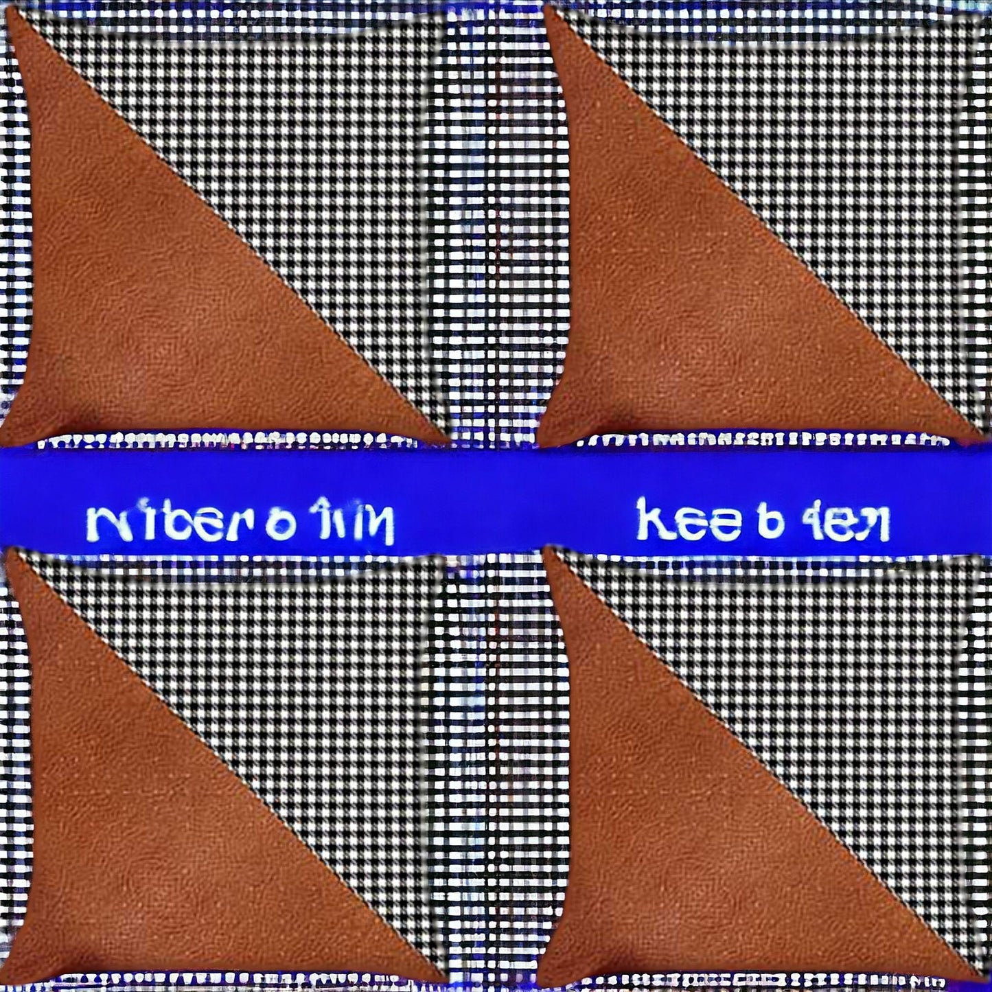 Set Of Four 18" X 18" Brown And Black Polyester Houndstooth Zippered Pillow